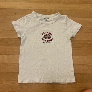 John Galt red lips baby tee